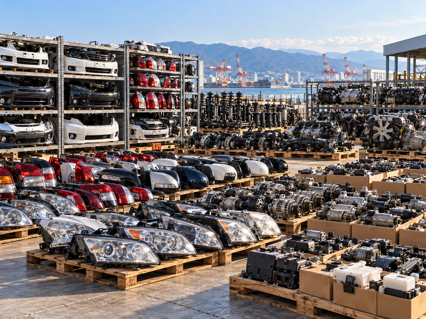 Assorted used Japanese auto parts for export